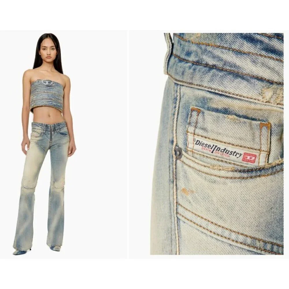 Diesel Belthy Bootcut Flare Low Rise Jeans in Blue 28 Womens Denim Pants - Picture 11 of 15